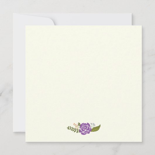 Klasse van 2015 paarse bloemengrens afstuderen kaart (Achterkant)