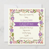 Klasse van 2015 paarse bloemengrens afstuderen kaart (Voorkant)