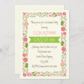 Klasse van 2015 roze bloemenborder afstuderen kaart (Voorkant / Achterkant)