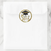 Klasse van 2015 sprankelende gouden Afstuderen afd Ronde Sticker (Tas)