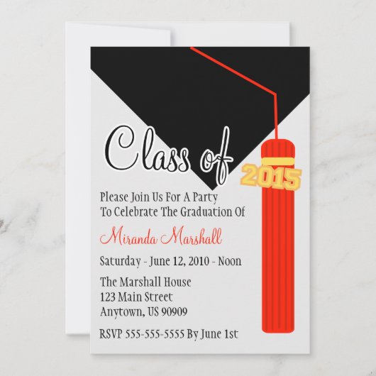 Klasse van 2015 Tassel Afstuderen Uitnodigen (rood Kaart (Voorkant)