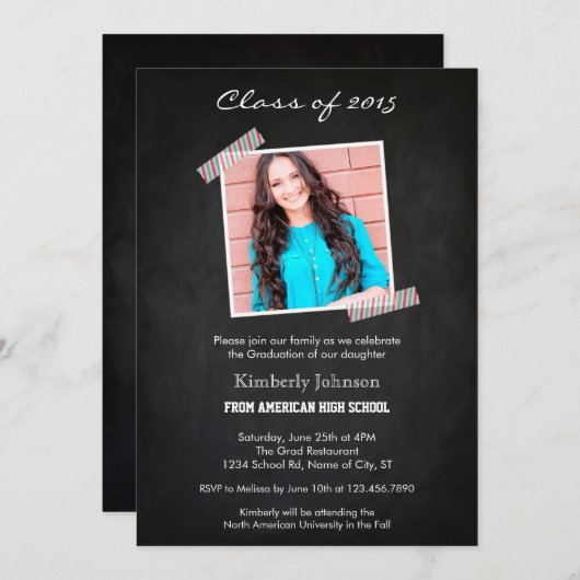 Klasse van 2015 Uitnodiging tot Afstuderen van alk (Voorkant / Achterkant)