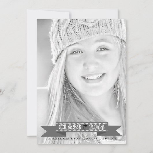Klasse van 2016 Afstuderen Fotoaankondiging (grijs Kaart (Voorkant)