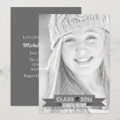 Klasse van 2016 Afstuderen Fotoaankondiging (grijs Kaart (Voorkant / Achterkant)