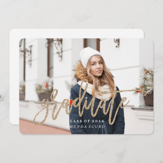 KLASSE VAN 2016 AFSTUDEREN Glitter Invitation Kaart (Voorkant / Achterkant)