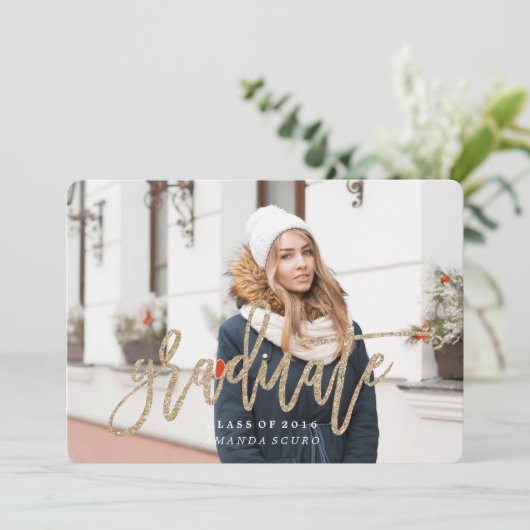 KLASSE VAN 2016 AFSTUDEREN Glitter Invitation Kaart (Staand voorkant)