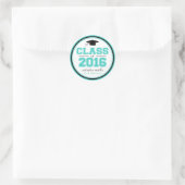 Klasse van 2016 Afstuderen gunst (Blauwgroen / zwa Ronde Sticker (Tas)