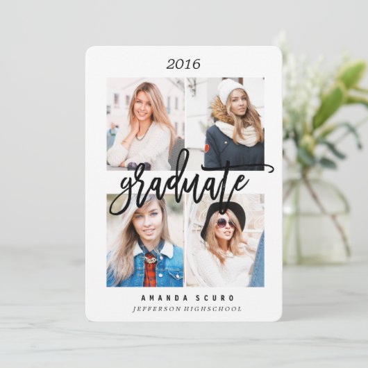 KLASSE VAN 2016 AFSTUDEREN VAN KADERFOTO INVITE KAART (Staand voorkant)