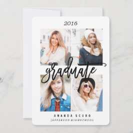 KLASSE VAN 2016 AFSTUDEREN VAN KADERFOTO INVITE KAART
