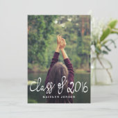 Klasse van 2016 Casual typografie Afstuderen Foto Kaart (Staand voorkant)