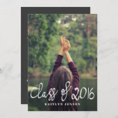 Klasse van 2016 Casual typografie Afstuderen Foto Kaart (Voorkant / Achterkant)