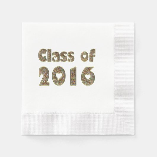 Klasse van 2016 Chic Gold Glitter Hearts Typografi Servetten (Voorkant)
