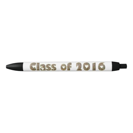 Klasse van 2016 Chic Gold Glitter Hearts Typografi Zwarte Inkt Pen (Voorkant)