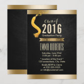 Klasse van 2016 Classy Black & Gold Graduation Par Kaart (Voorkant / Achterkant)