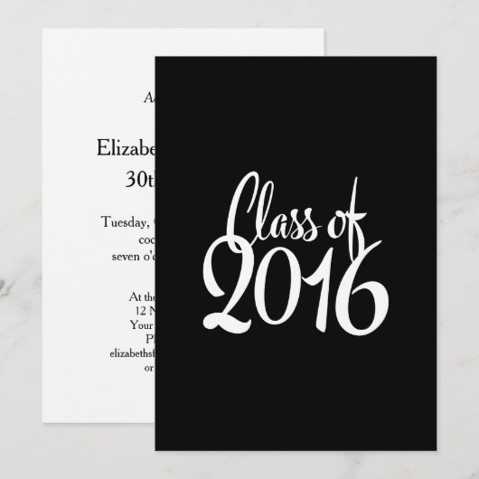 Klasse van 2016 Elegant Retro Afstuderen Kaart (Voorkant / Achterkant)