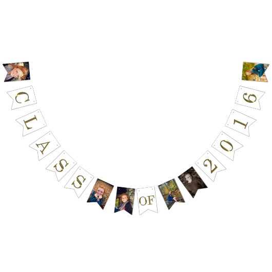 Klasse van 2016 Foto Gold en White Vlaggetjes (Alle)