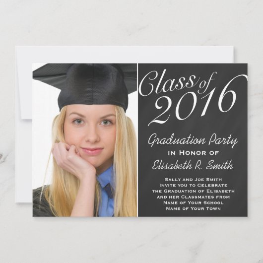 Klasse van 2016 Graduation Party Chalkboard Portre Kaart (Voorkant)