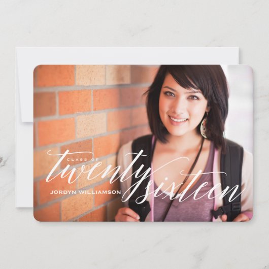 Klasse van 2016 Photo Graduation Party Invitation Kaart (Voorkant)