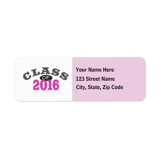 Klasse van 2016 Roze Etiket (Voorkant)