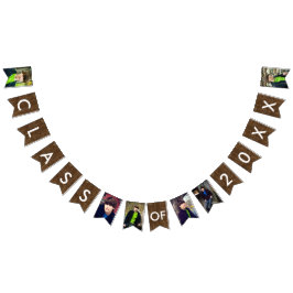 Klasse van 2016 Six Photo Rustic Wood White Text Vlaggetjes