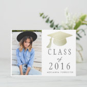 Klasse van 2016 Zilveren Afstuderen Pet Foto Kaart (Staand voorkant)