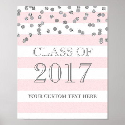 Klasse van 2017 Afstudeerder Sign Silver Confetti  Poster (Voorkant)