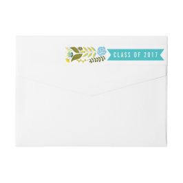 Klasse van 2017 afstuderen aqua, gele moderne bloe