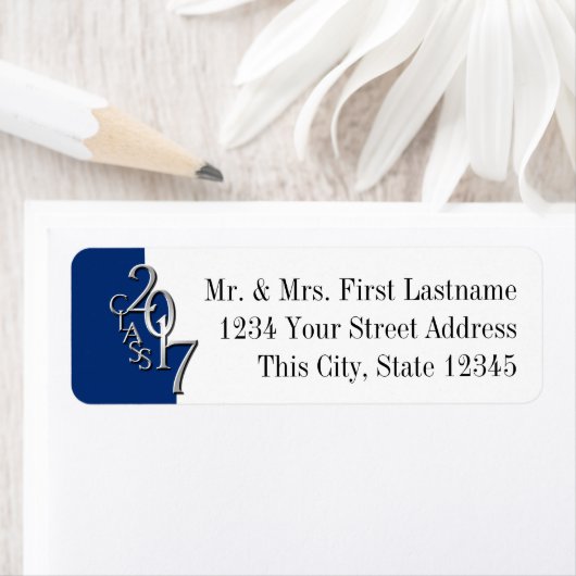 Klasse van 2017 Afstuderen Blue Silver Etiket (Insitu)