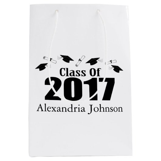 Klasse van 2017 Afstuderen cadeau (zwarte Petten) Medium Cadeauzakje (Voorkant)