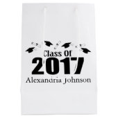 Klasse van 2017 Afstuderen cadeau (zwarte Petten) Medium Cadeauzakje (Achterkant)