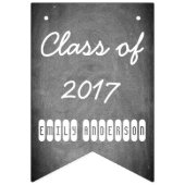 Klasse van 2017 Black White Chalkboard Typografie Vlaggetjes (Derde vlag)