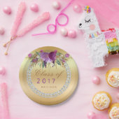 Klasse van 2017 Flowers Diamonds Gold Afstuderen Papieren Bordje (Feest)