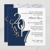 Klasse van 2017 Foto Afstuderen Blue Silver Kaart (Voorkant / Achterkant)