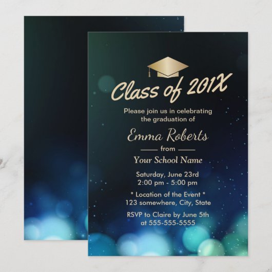 Klasse van 2017 Gold Afstudeerder Pet modern Afstu Kaart (Voorkant / Achterkant)