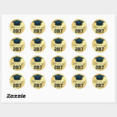 Klasse van 2017 Graduation Cap Sticker, Goud Zwart Ronde Sticker (Vel)