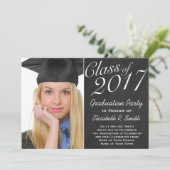 Klasse van 2017 Graduation Party Chalkboard Portre Kaart (Staand voorkant)