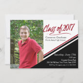 Klasse van 2017 Hand Script Zwart en Rood Foto Kaart (Voorkant)