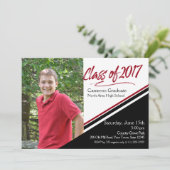 Klasse van 2017 Hand Script Zwart en Rood Foto Kaart (Staand voorkant)