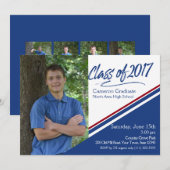 Klasse van 2017 Handschrift Blauw en Rood Foto Kaart (Voorkant / Achterkant)