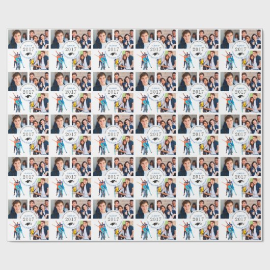 Klasse van 2017 High School Afstuderen Photo Colla Cadeaupapier (Vlak)