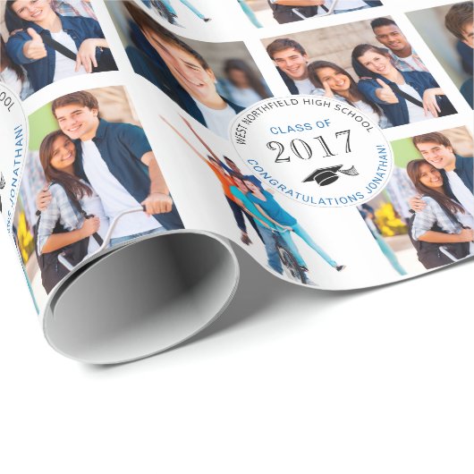 Klasse van 2017 High School Afstuderen Photo Colla Cadeaupapier (Rol Hoek)