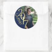 Klasse van 2017 Midnight Blue en Gold Afstuderen Ronde Sticker (Tas)
