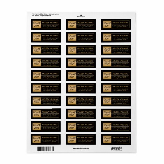 Klasse van 2017 Modern Geometric Gold Lijst Etiket (Full Sheet)