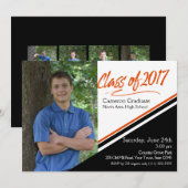 Klasse van 2017 Oranje en Zwarte School Kleuren Fo Kaart (Voorkant / Achterkant)