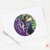 Klasse van 2017 Paarse en zilveren Afstuderen Foto Ronde Sticker (Envelop)