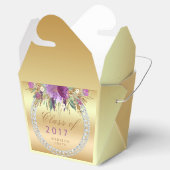 Klasse van 2017 Paarse Glitter Flowers Diamonds Go Bedankdoosjes (Geopend)