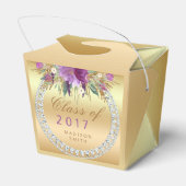 Klasse van 2017 Paarse Glitter Flowers Diamonds Go Bedankdoosjes (Achterkant)