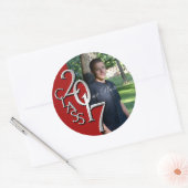 Klasse van 2017 Rood en Zilver Afstuderen Foto Ronde Sticker (Envelop)