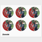 Klasse van 2017 Rood en Zilver Afstuderen Foto Ronde Sticker (Vel)
