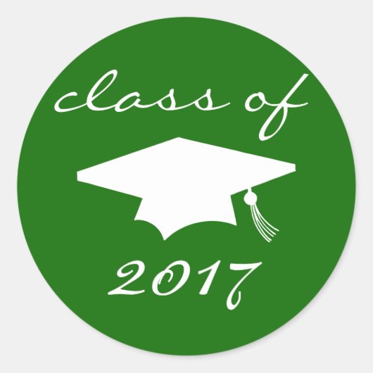 Klasse van 2017 Sticker (groene graduatiekap) (Voorkant)
